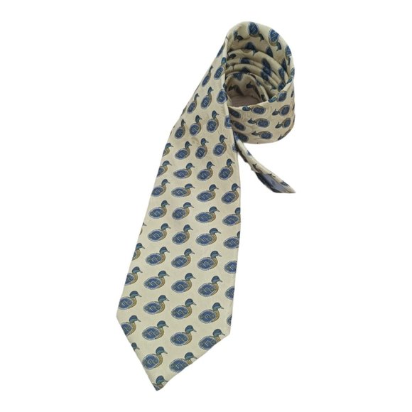 FENDI Yellow Bird Silk Tie ITALY 59"/ 4" EC - Picture 3 of 5